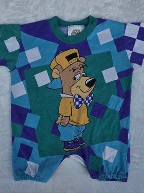 Rare Vintage CN Hanna Barbera Boo Boo Bear & Pebbles Flinstone Romper Size  12m